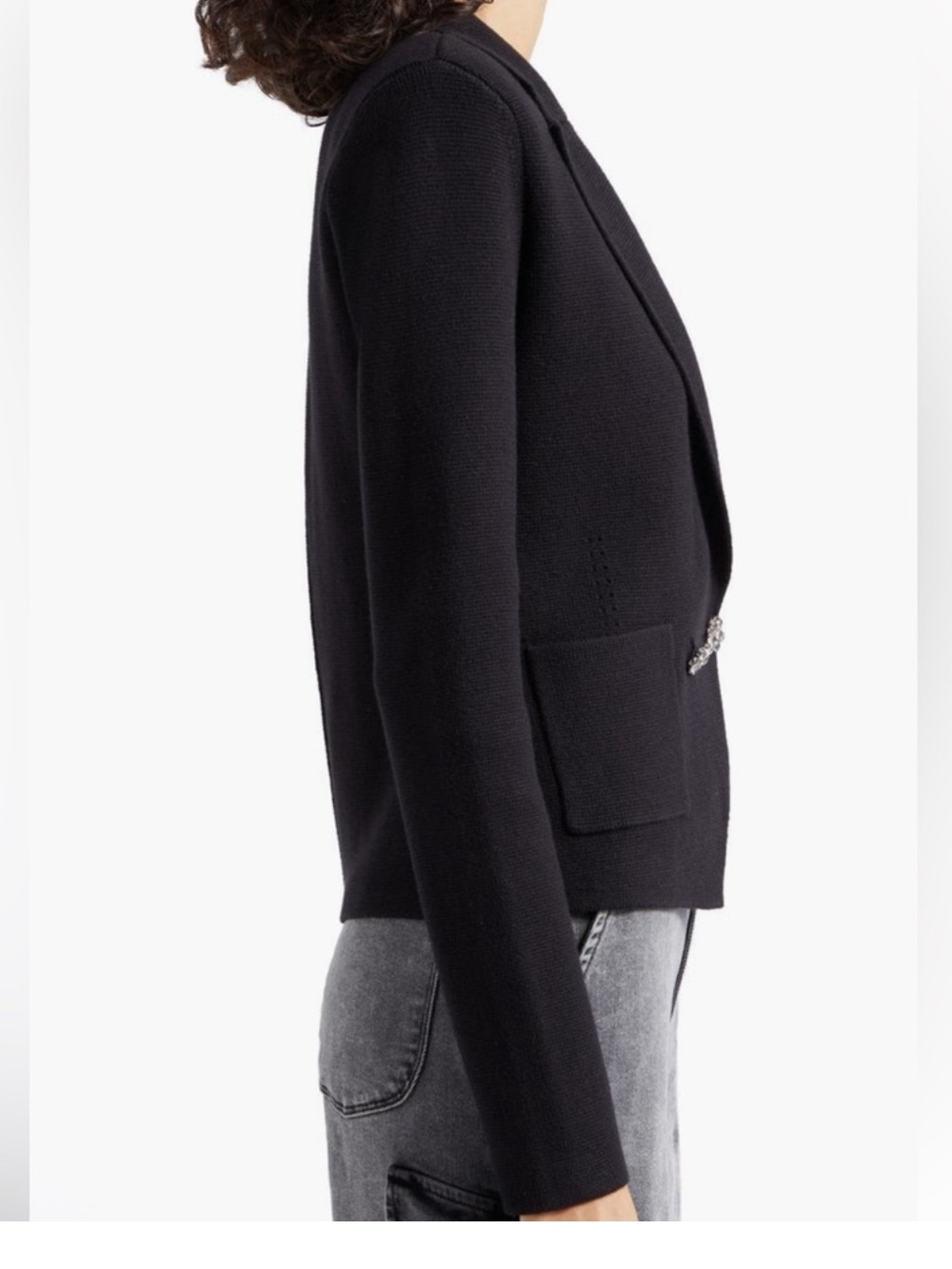 L'Agence Sofia Black Knit Blazer with Crystal Buttons NWT - Picture 7 of 13